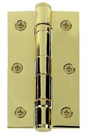 Set of Two 3" Heavy Duty Ball Bearing Hinges - Polished Brass